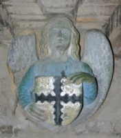 Angel with an engrailed cross in the crypt of Rosslyn Chapel