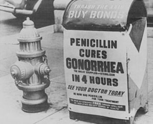 Penicillin was being mass-produced in 1944